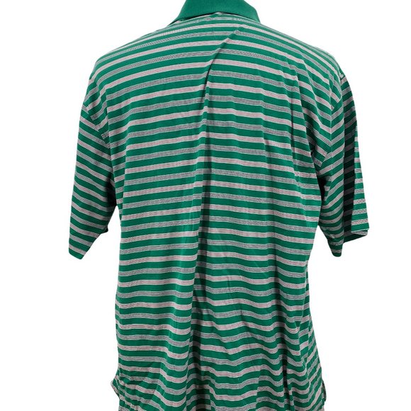 Fairway Greene Large Men's Golf Polo Stripe Shirt Green White Short Sleeve Large - Picture 4 of 6